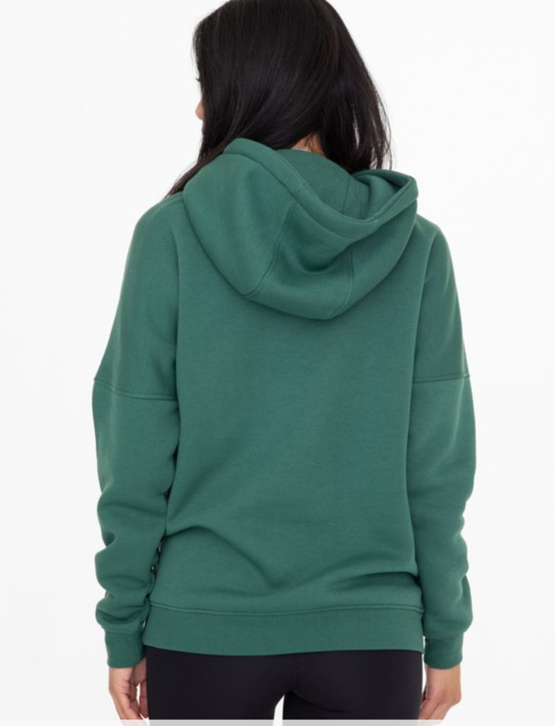 Hunter Green Longline Slim Fit Fleece Hoodie