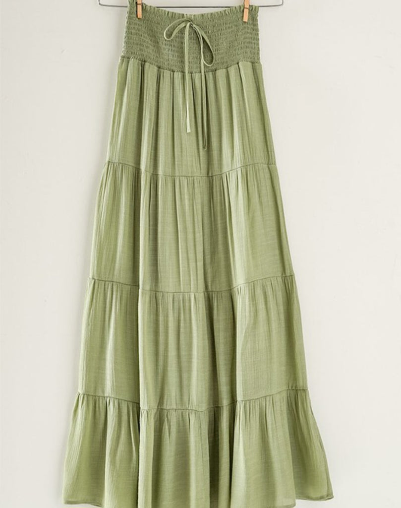 Smocked Tiered Double Layer Skirt