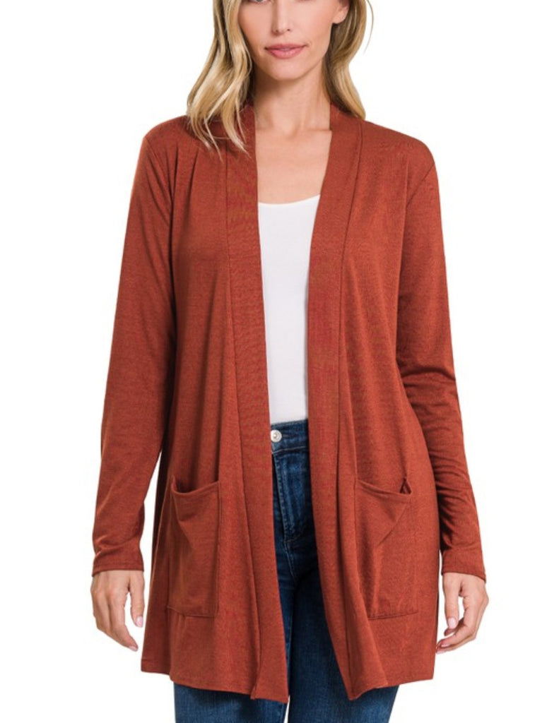 Slouchy Pocket Open Cardigan (2 colors)