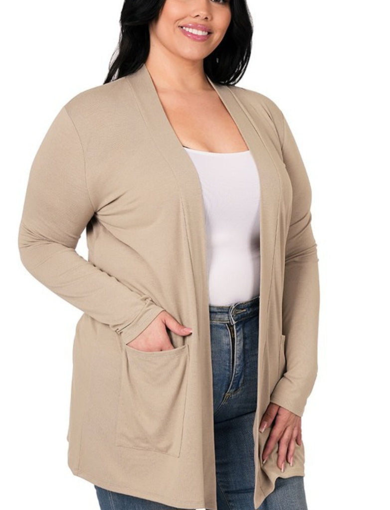Curvy Slouchy Pocket Open Cardigan (2 colors)