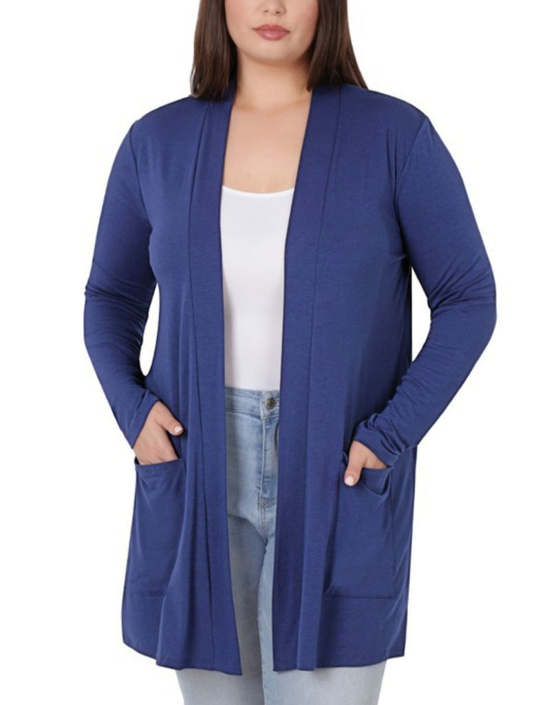 Curvy Slouchy Pocket Open Cardigan (2 colors)