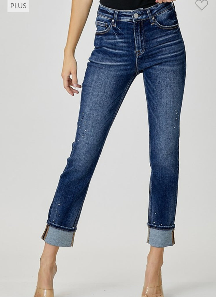 Risen Mid-rise Paint Splashed Straight Jeans