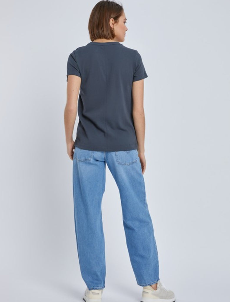 Charcoal Short Sleeve Slub Top