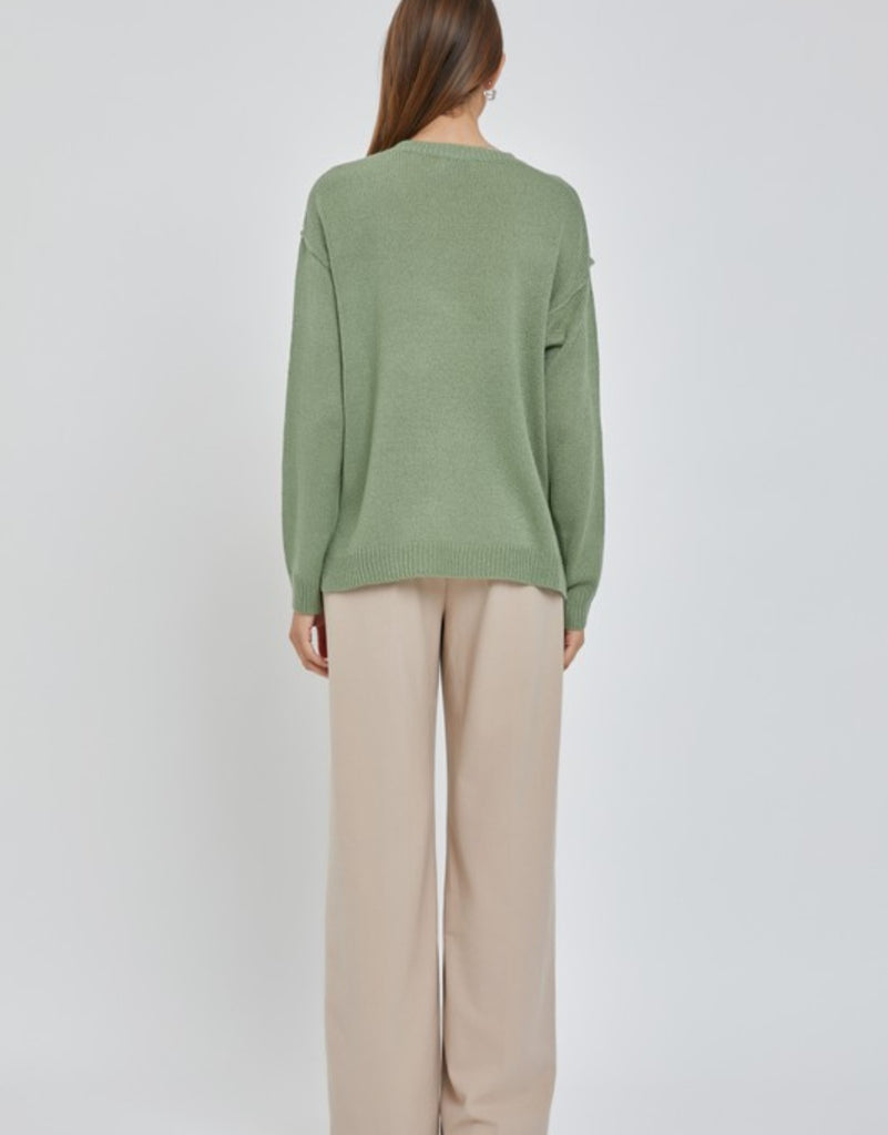 Light Olive Easy Sweater