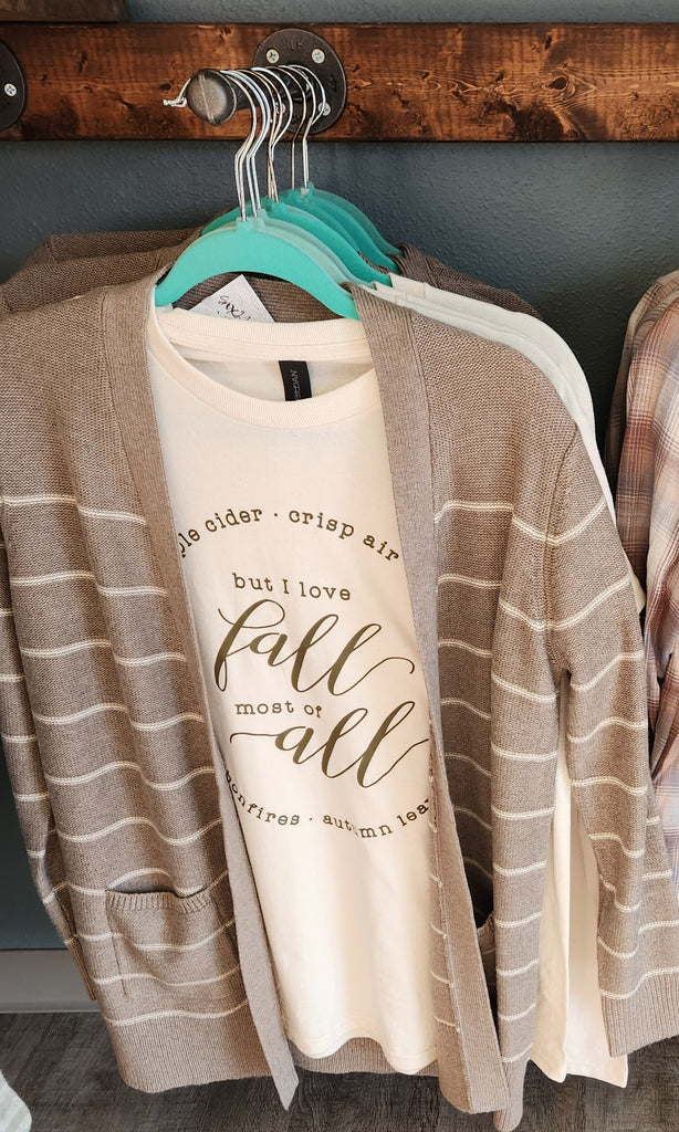 Mocha Classic Striped Open Front Cardigan