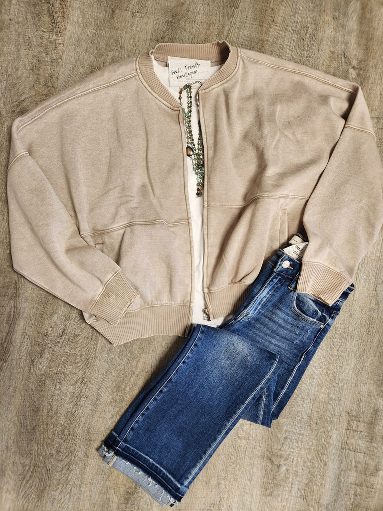 Ash Mocha Washed Fleece Jacket