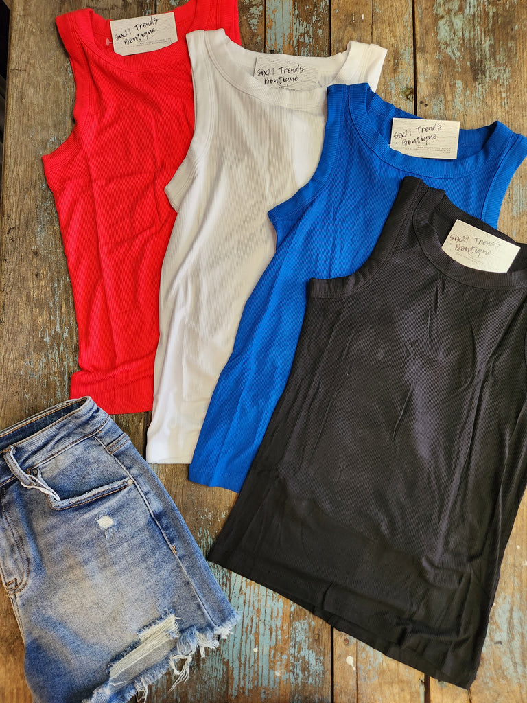 Ribbed round neck tank (4 colors)