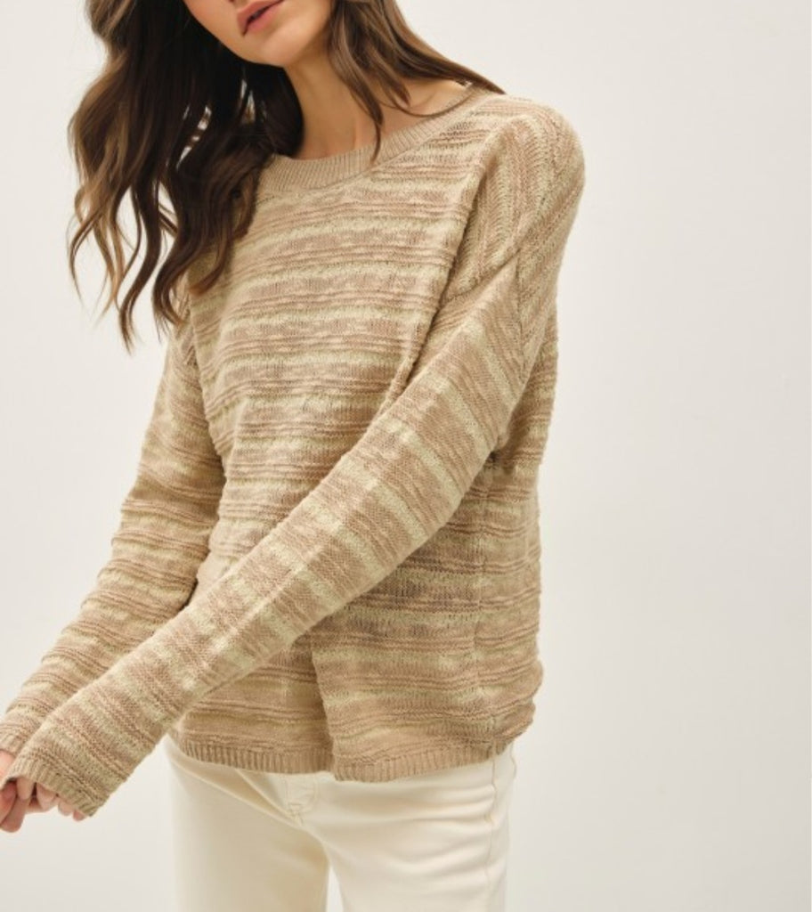 Taupe Striped Sweater