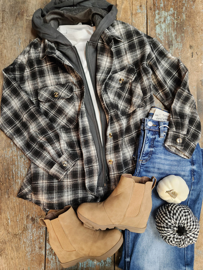 Twofer French Terry Plaid Jacket