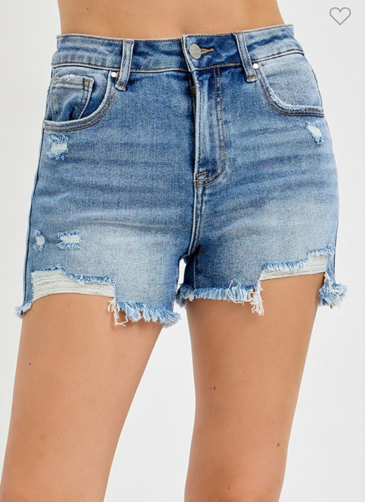 Risen High Rise Distressed Shorts
