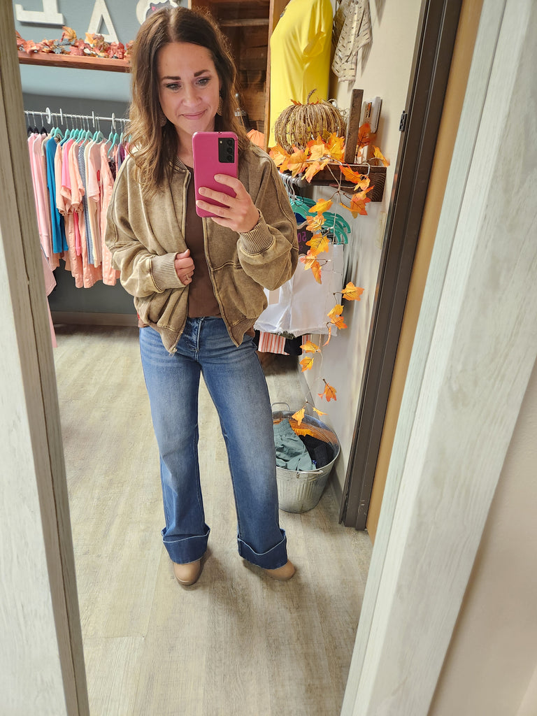Mocha Washed Fleece Jacket