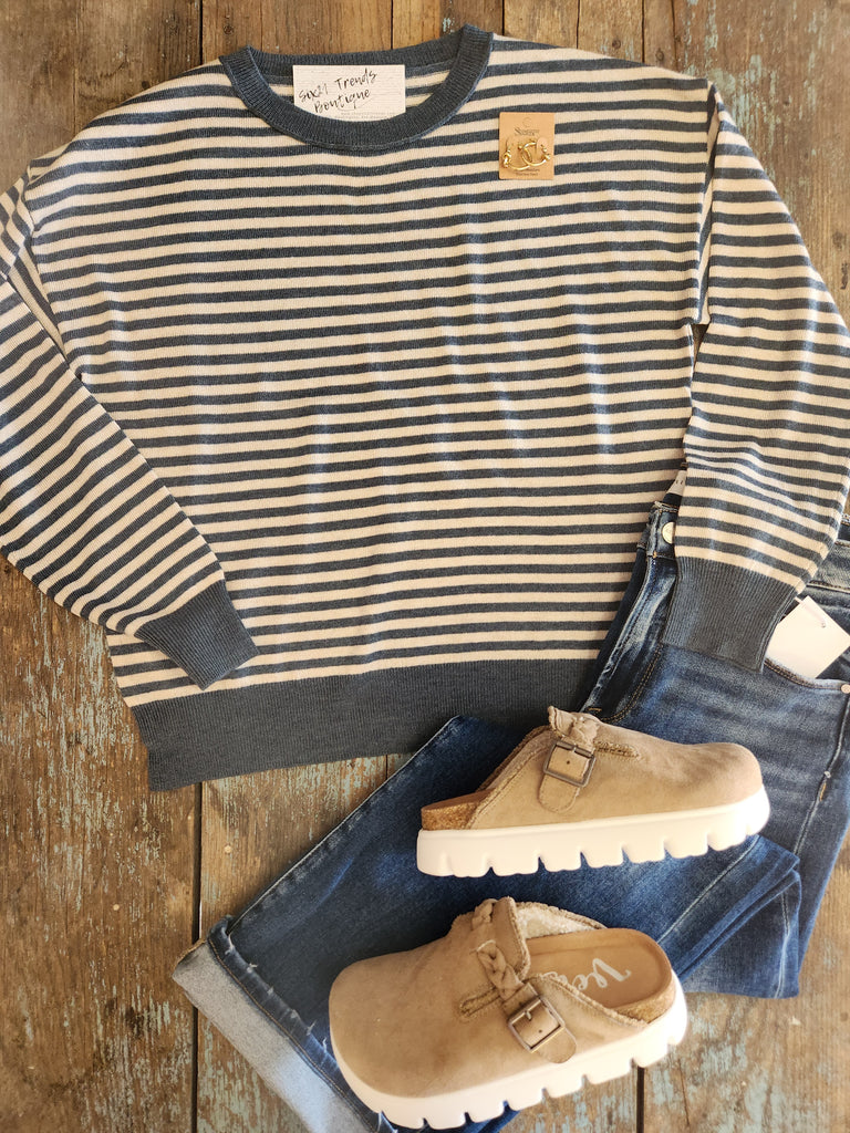Teal Striped Sweater