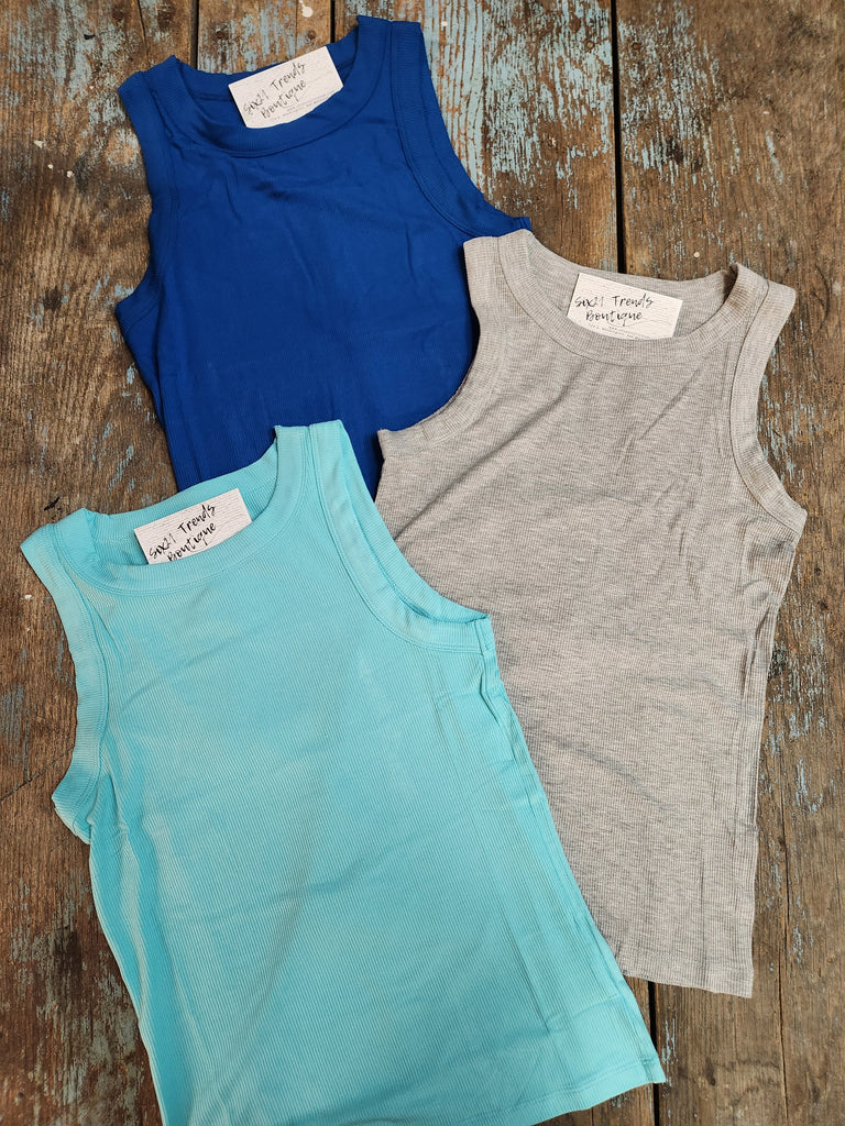 Ribbed round neck tank (3 colors )