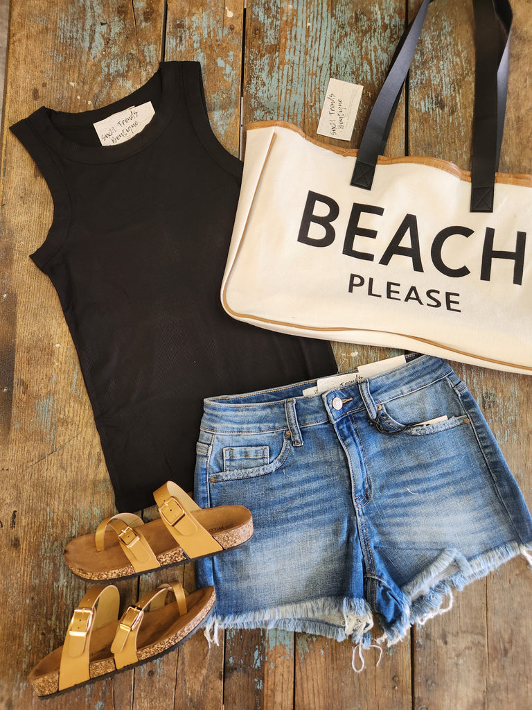 Ribbed round neck tank (2 colors)