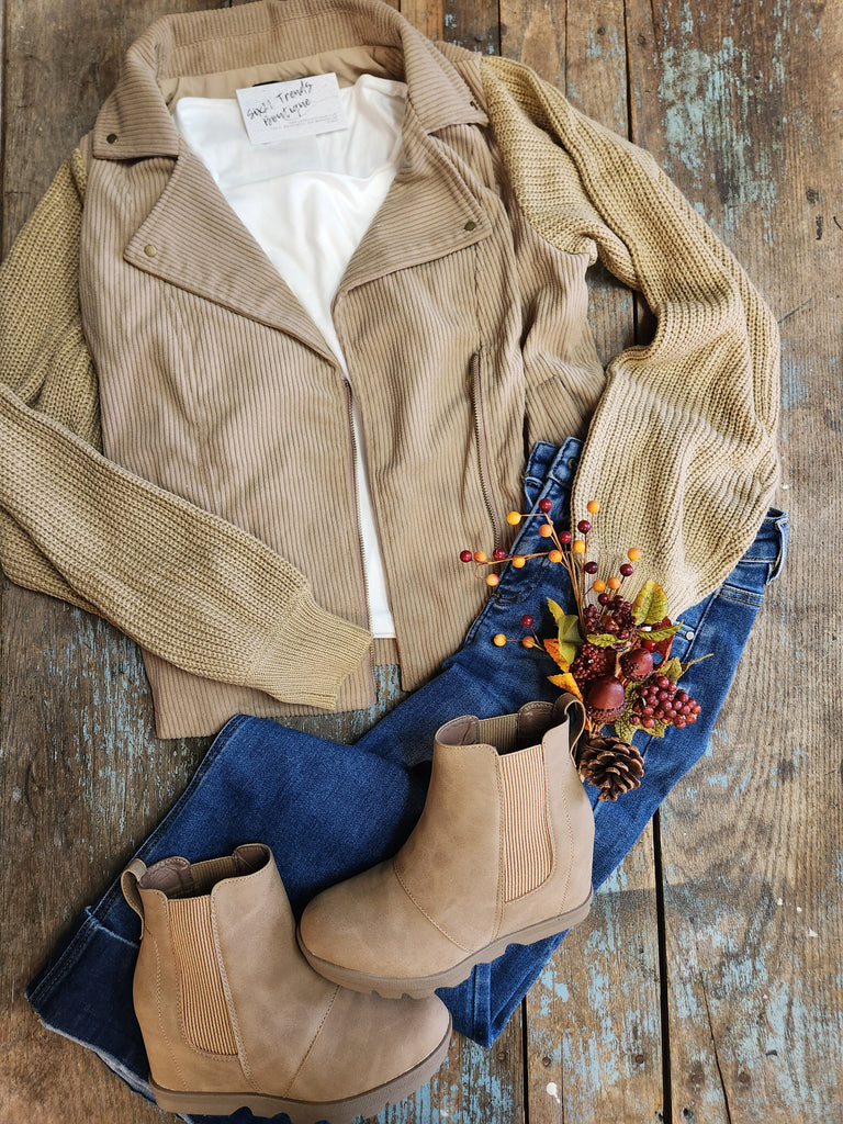 Cream Corduroy Sweater Jacket