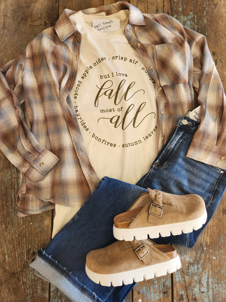 Mocha Plaid Button Up