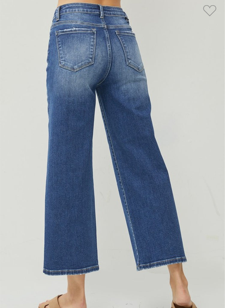 Curvy Risen High Rise Wide Crop Jeans