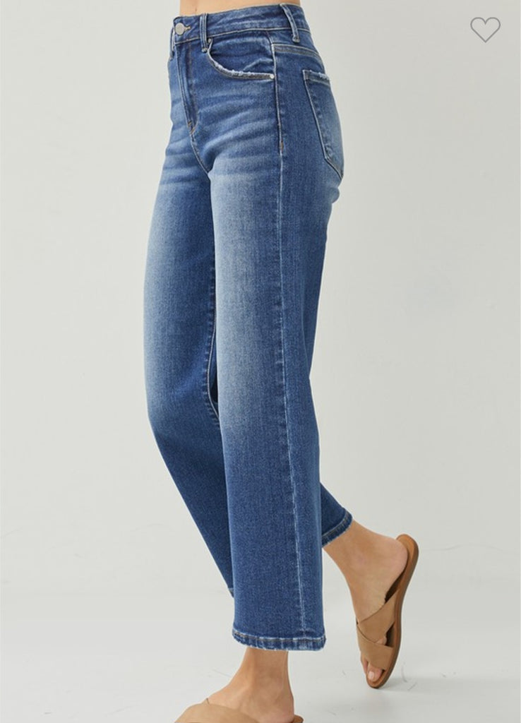 Risen High Rise Crop Wide Leg Jeans