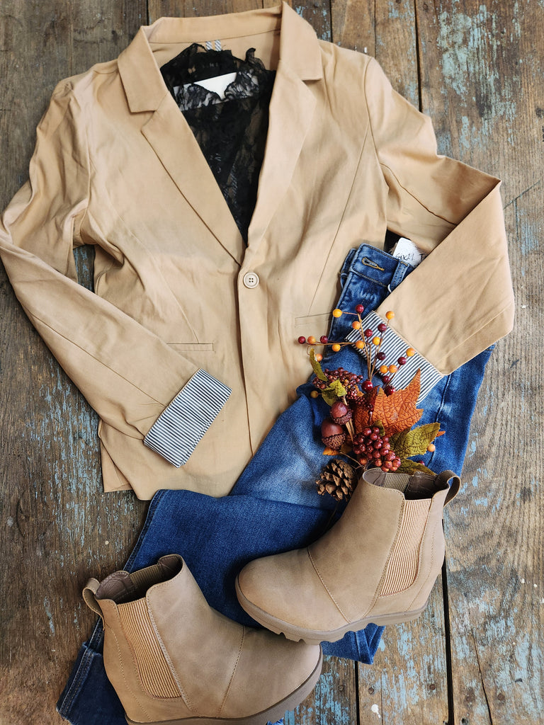 Nude Long Sleeve Open Front Knit Blazer