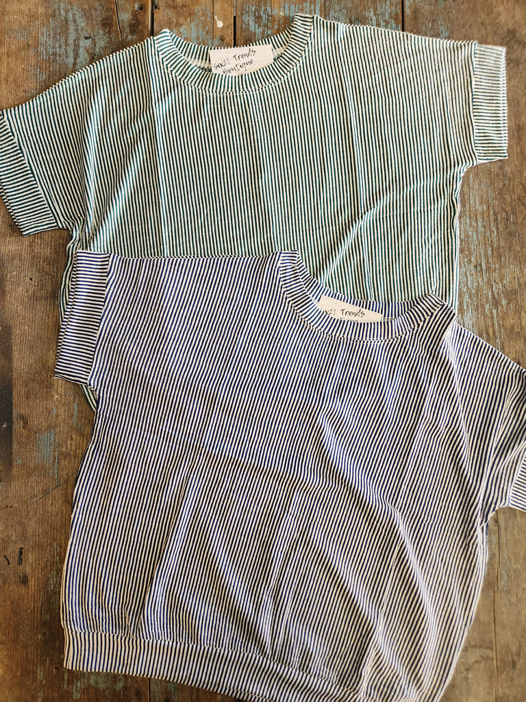 Corded Ribbed Short Sleeve Top (2 NEW colors)