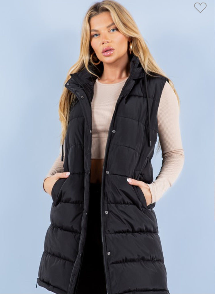 Puffer Long Vest (2 colors)