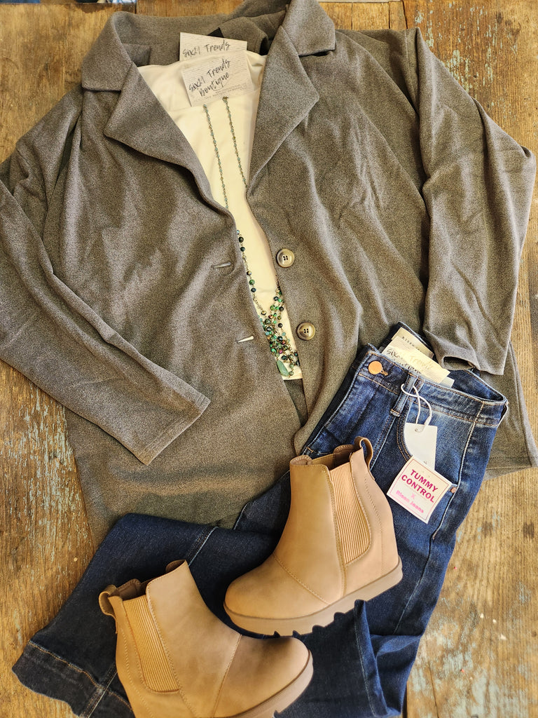 Charcoal Lightweight Wool Blend Coat