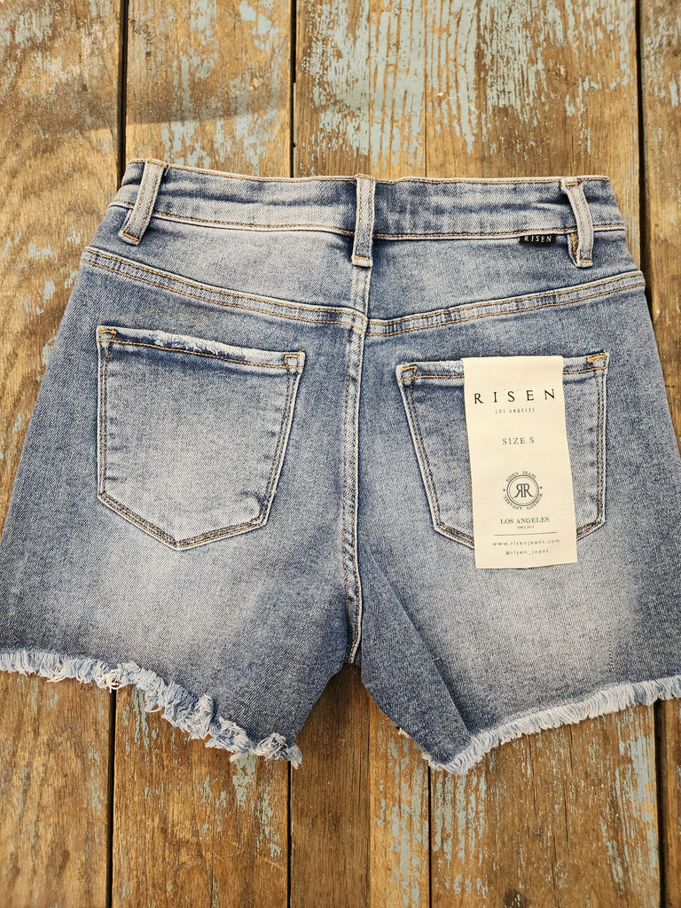 Risen High Rise Distressed Shorts
