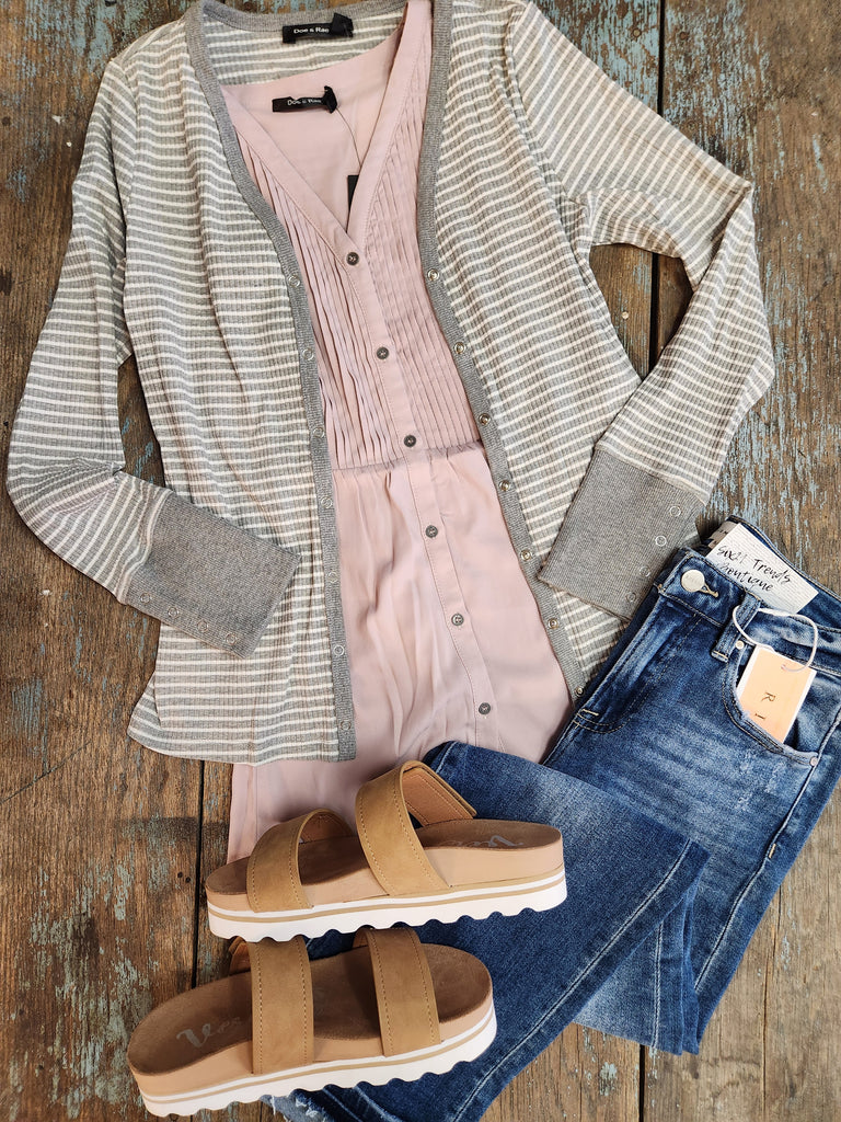 Striped V-neck Cardigan