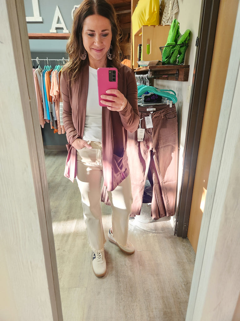 Brown Slouchy Pocket Open Cardigan