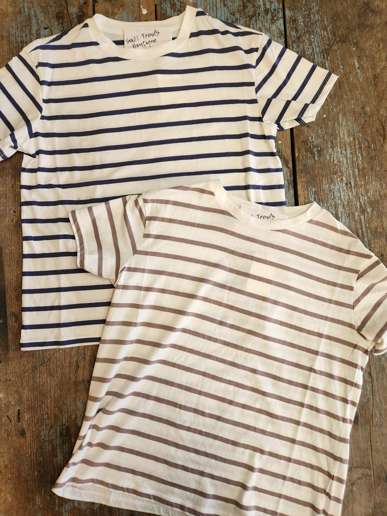 Striped Oversized Short Sleeve Crew (2 colors)
