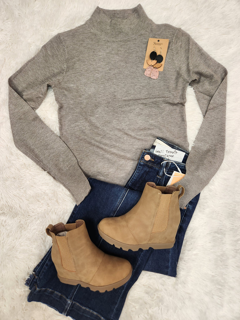 Heather Smoke Mockneck Sweater