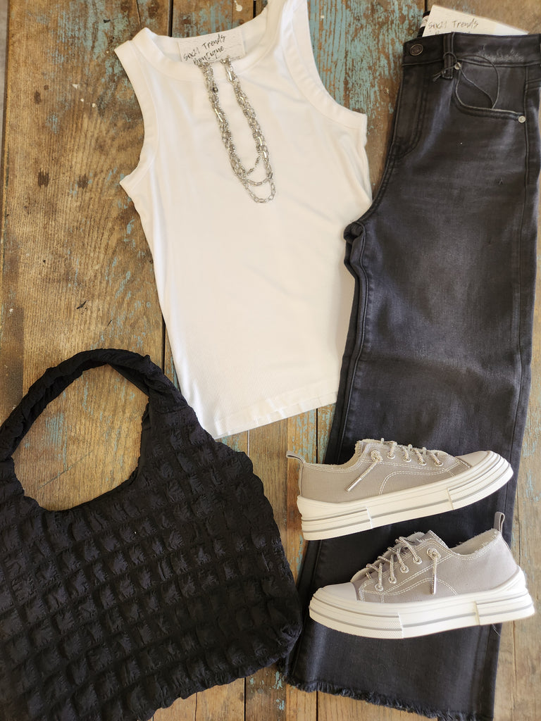 Ribbed round neck tank (2 colors)