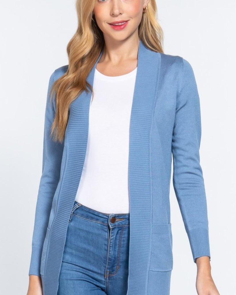 French Blue Open Sweater Cardigan