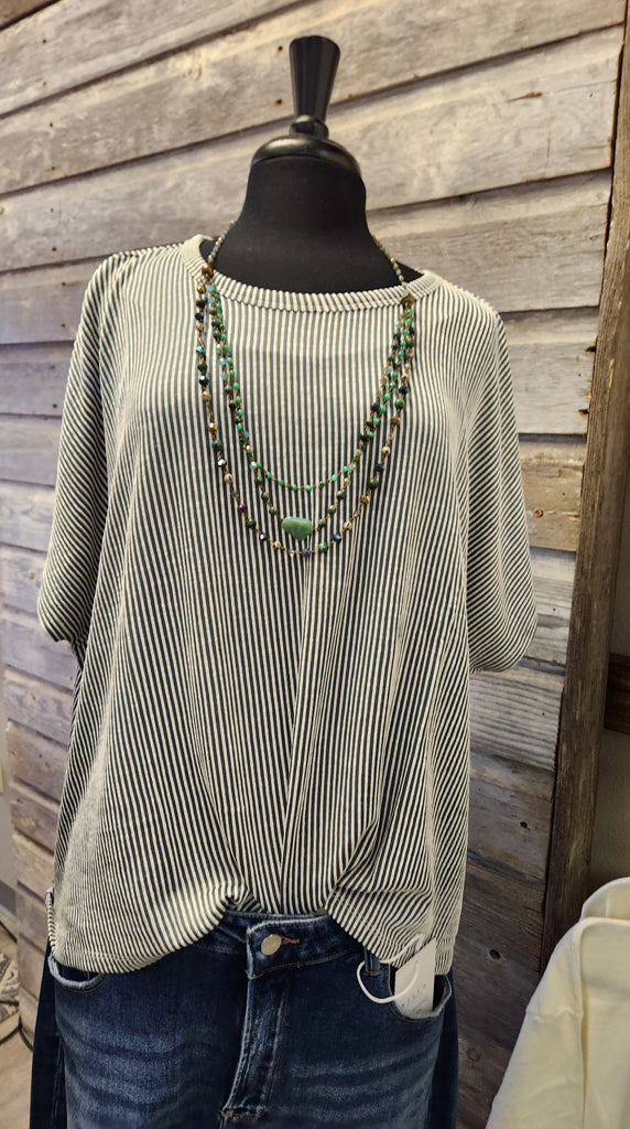 CURVY ASH Jade Striped Oversized Short Sleeve