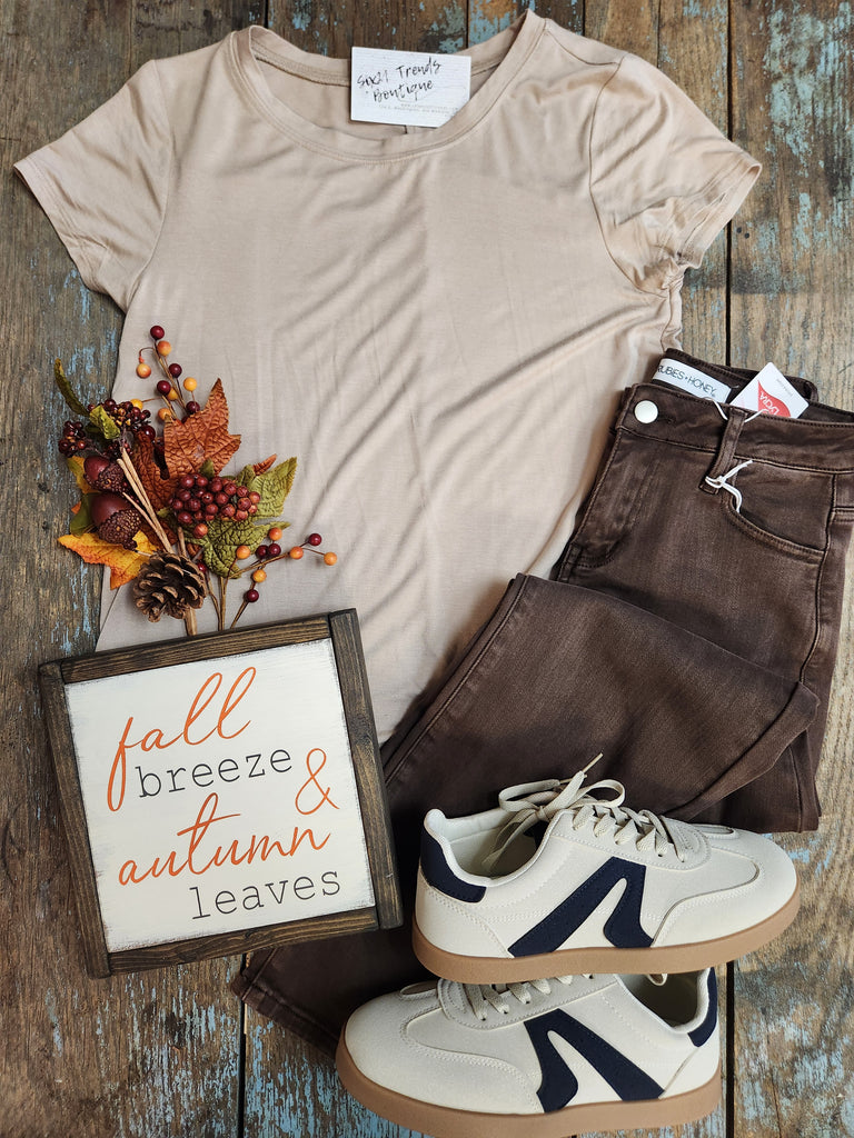 Ash Mocha Flowy Round Neck