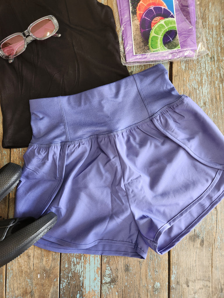 Marlin High Waisted Zippered Back Pocket Running Shorts