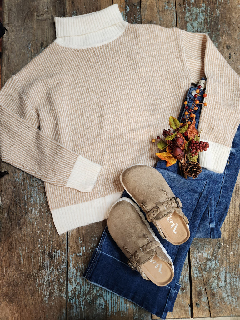 Taupe Marled Rib Turtle Neck
