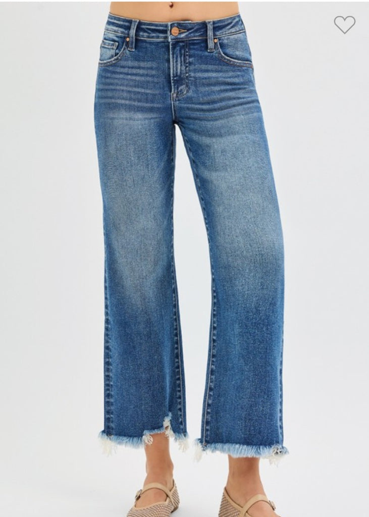 Risen Mid Rise Cropped Straight Jeans