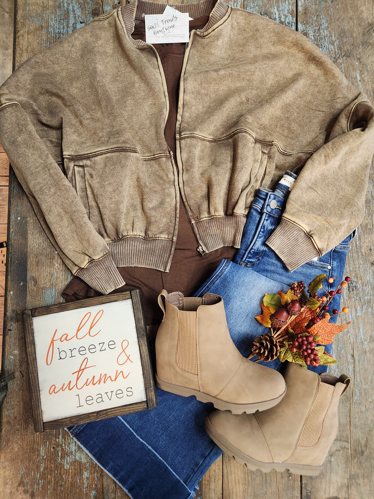 Mocha Washed Fleece Jacket