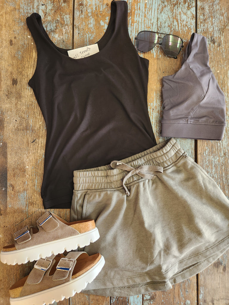 Smoky Olive French Terry Skort