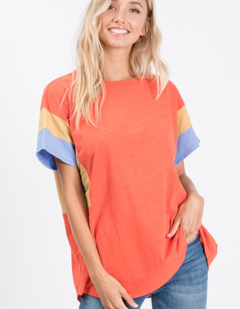 Orange Color Block Top