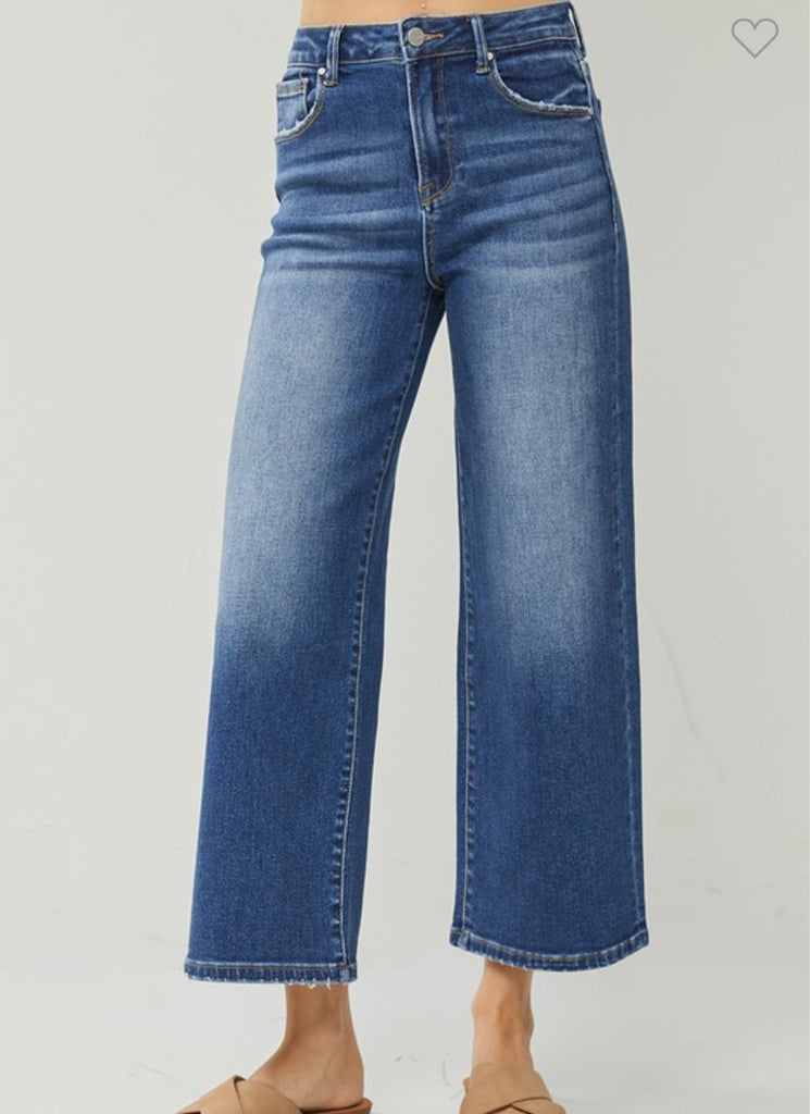 Risen High Rise Crop Wide Leg Jeans
