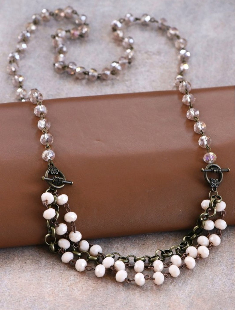 Glass Crystal Rosary Chain Necklace