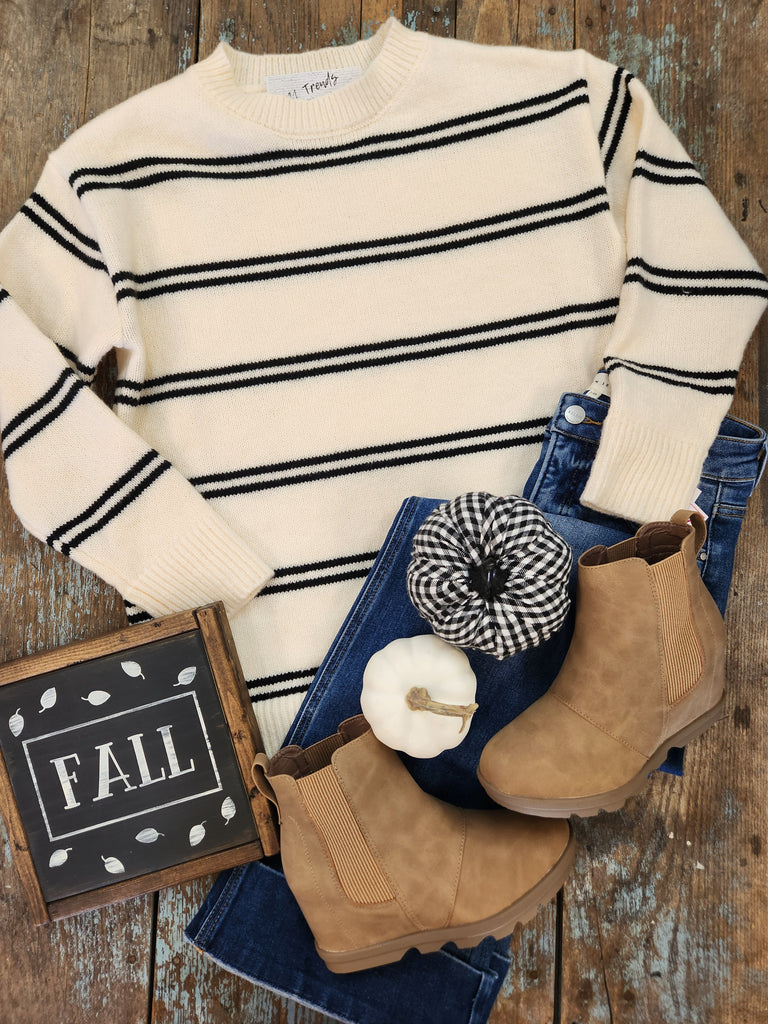 Ivory/Black Anita Striped Sweater