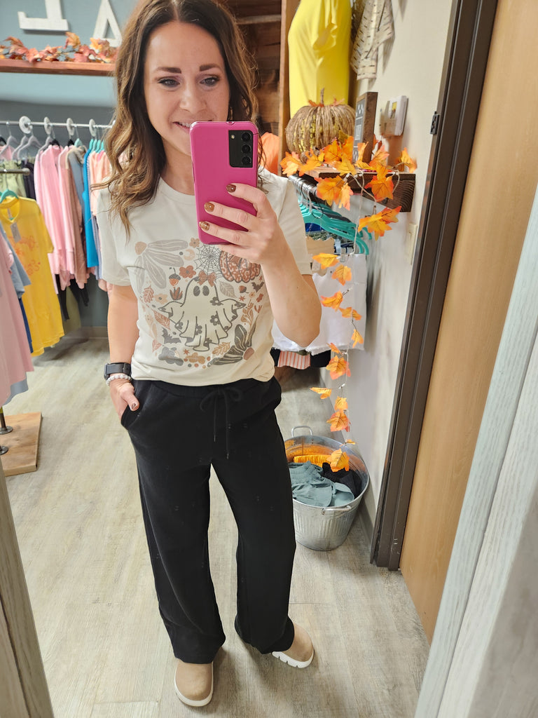 Basic Black Fleece Wide Leg Sweatpants