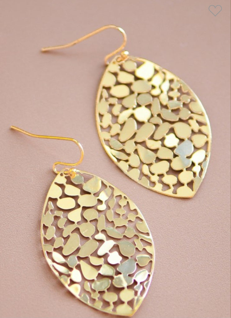 Gold Plated Metal Leaf Drop Earrings