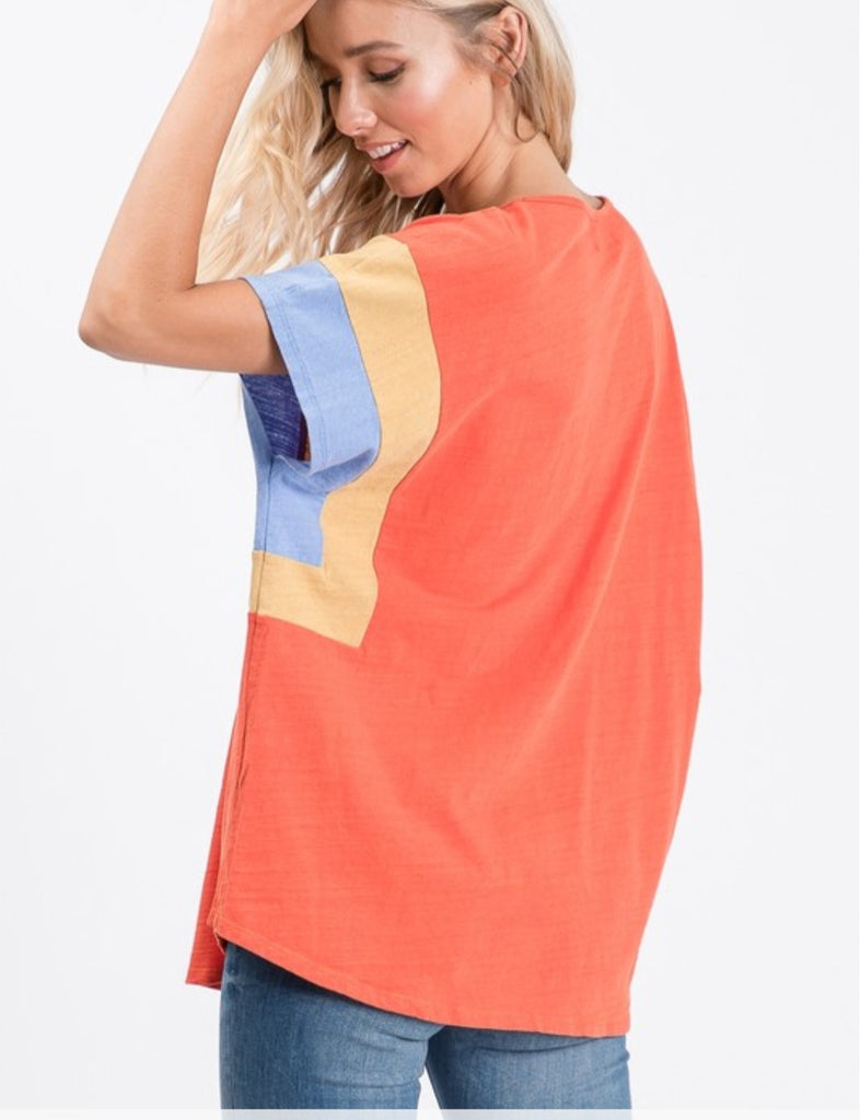 Orange Color Block Top