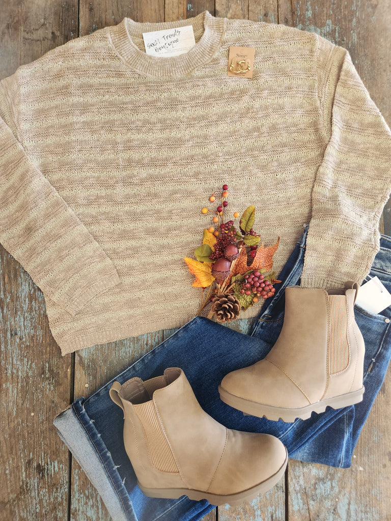 Taupe Striped Sweater