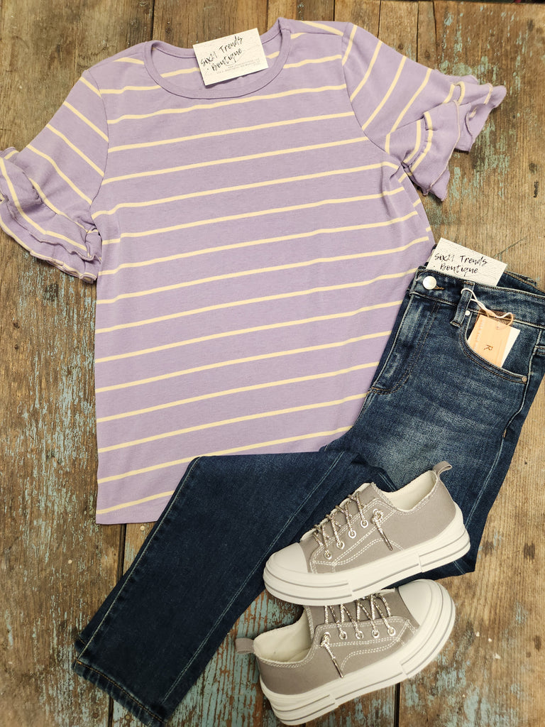 Lilac Striped short sleeve