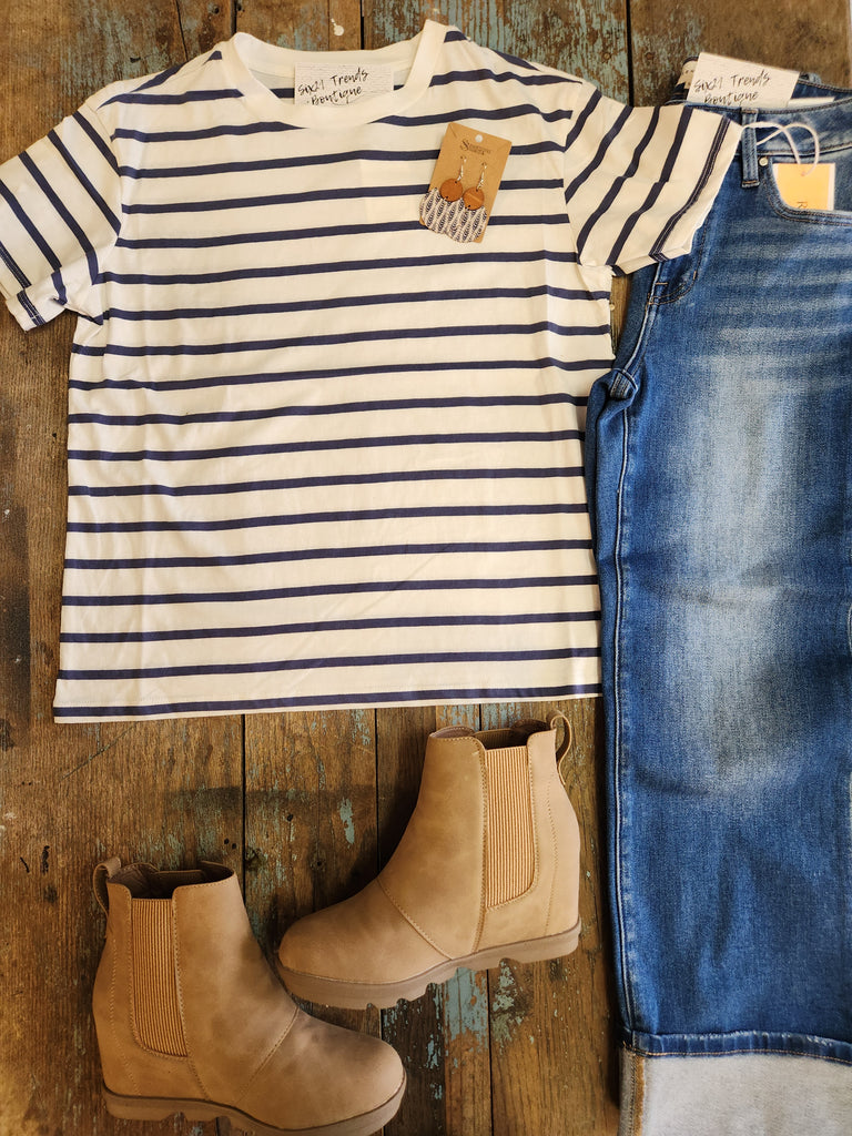 Striped Oversized Short Sleeve Crew (2 colors)